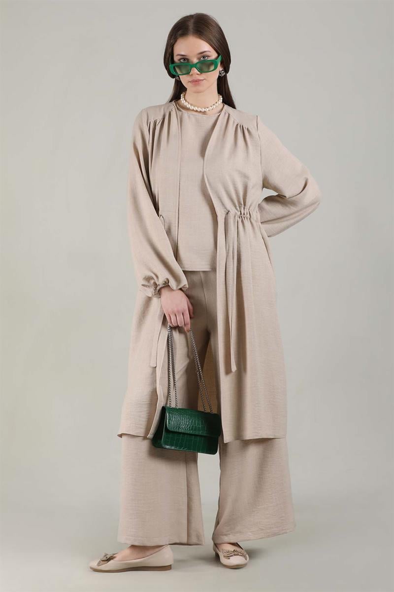Keten Kimono Takım Krem