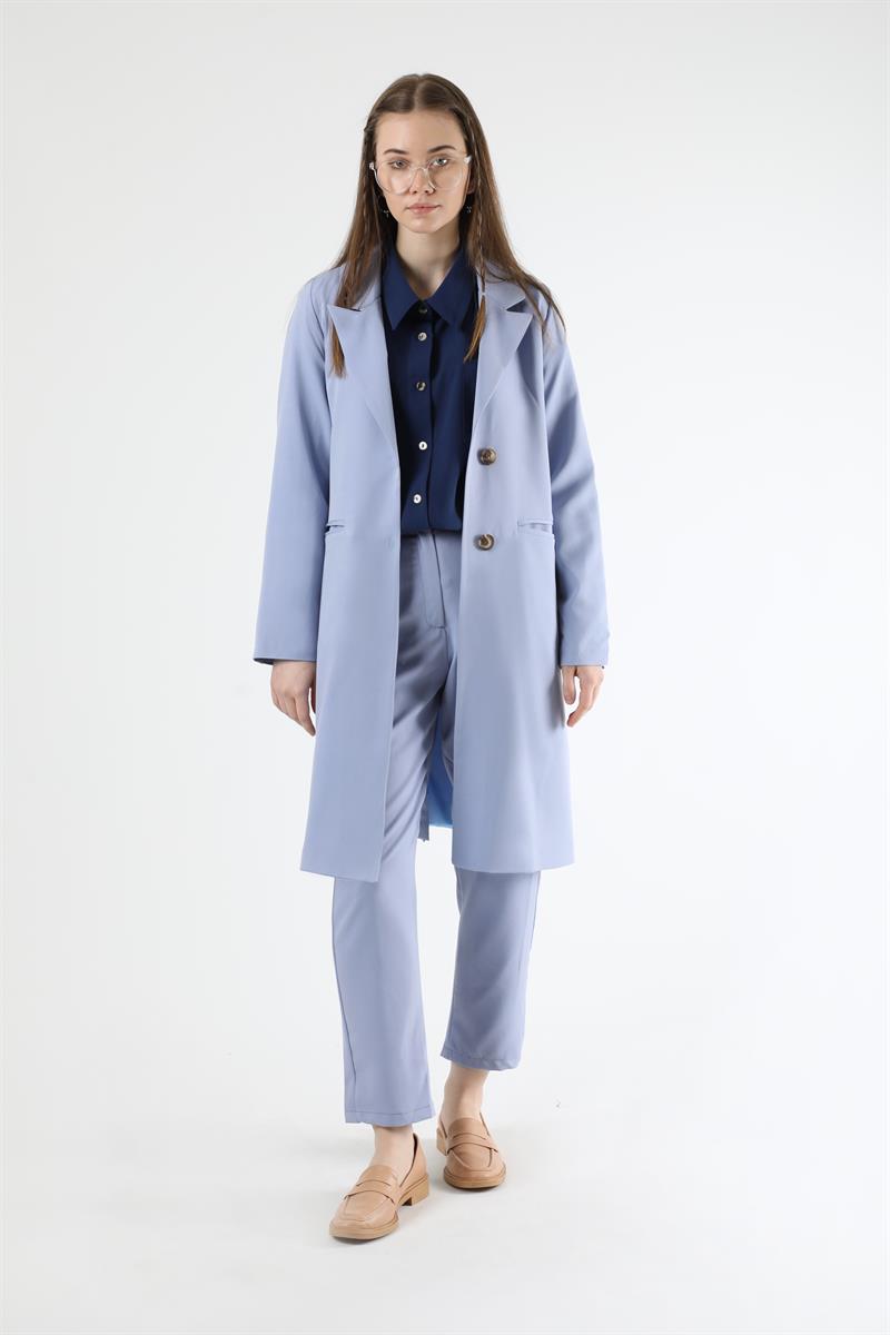 Klasik Blazer Ceket Takım Bebe Mavisi