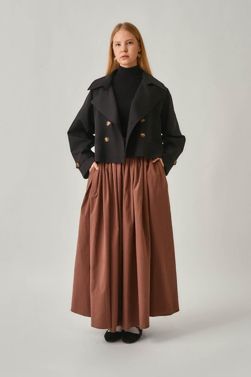 Klasik Kısa Trençkot Siyah