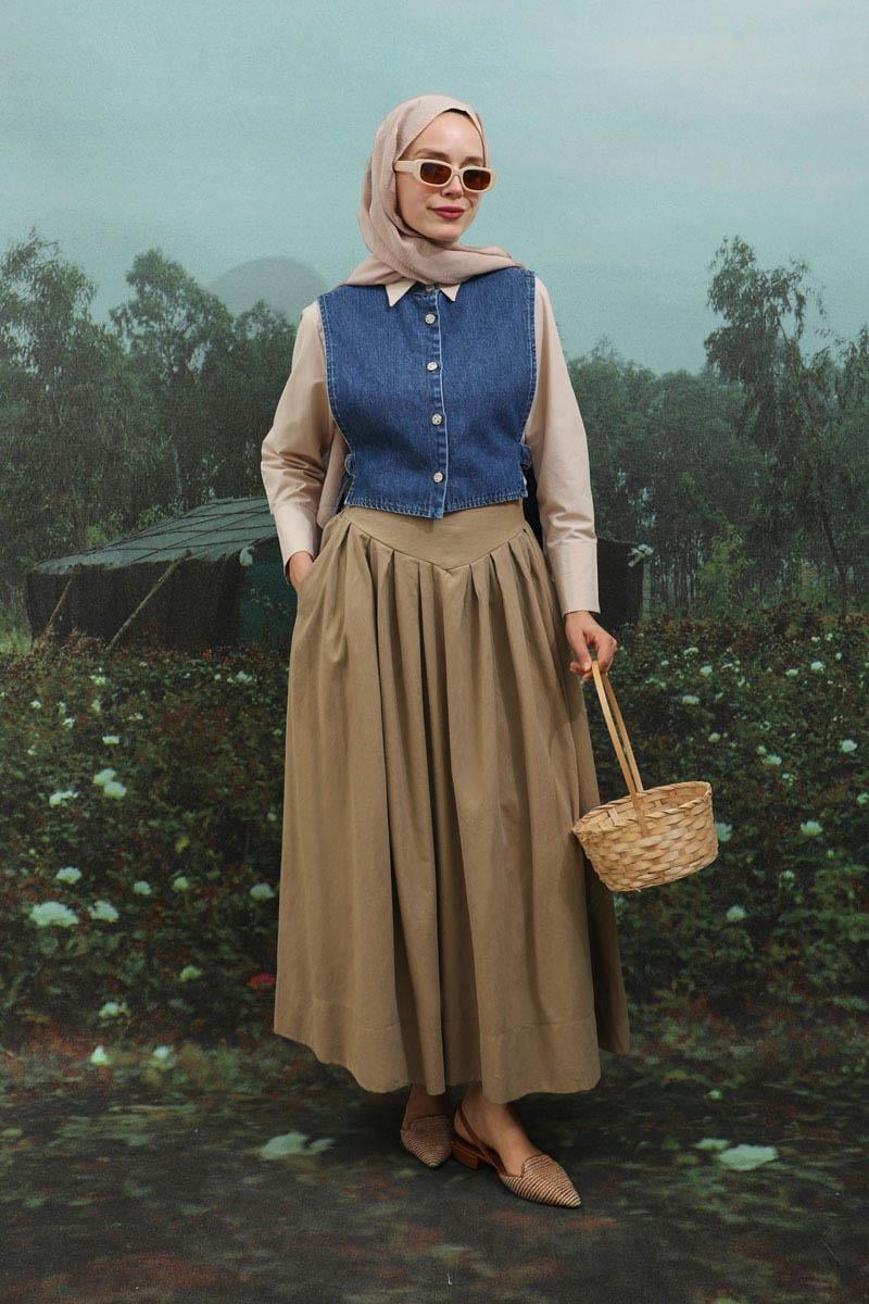 Kloş Keten Etek Camel