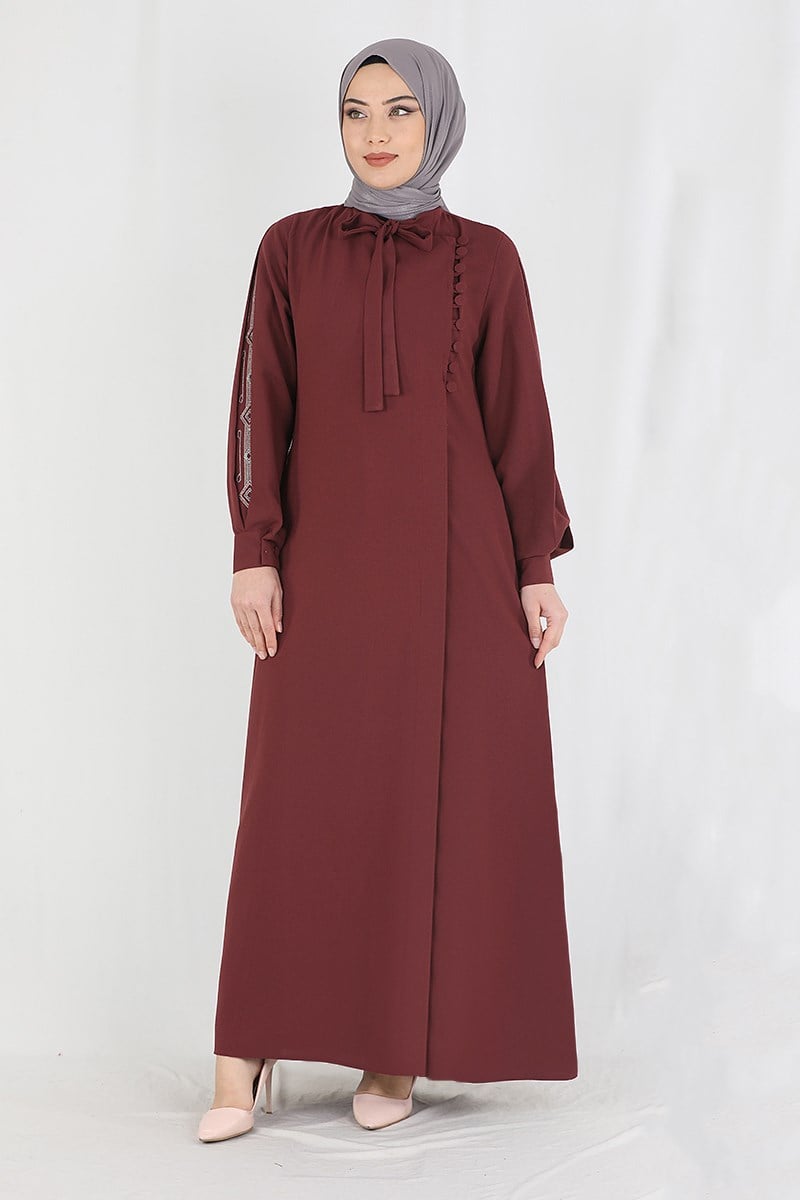 Kolları İşlemeli Ferace Kiremit