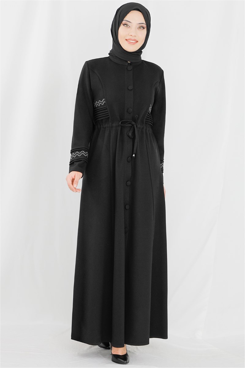Kolları Nakışlı Siyah Ferace