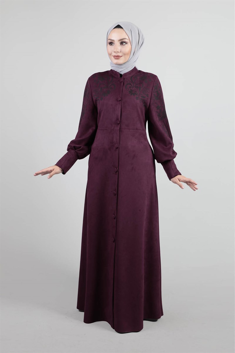 Kolu Pileli Süet Mürdüm