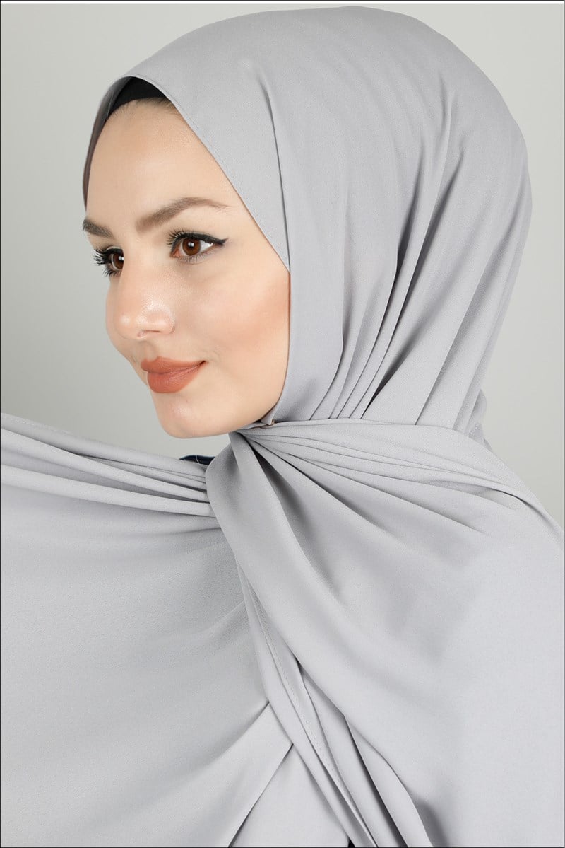 Krep Şifon Gümüş Şal 