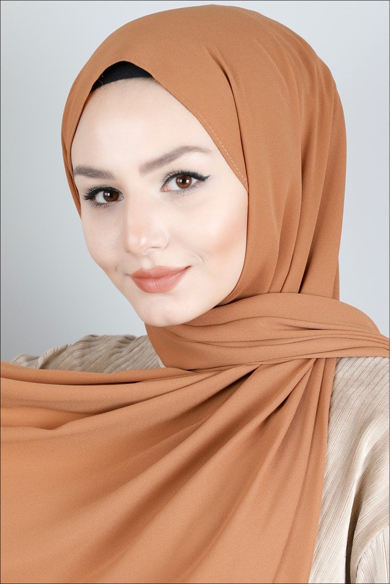 Krep Şifon Şeftali  Şal 