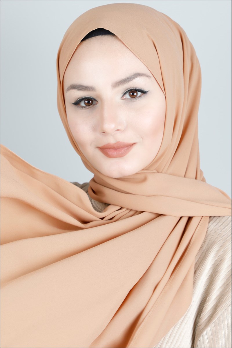 Krep Şifon Somon Şal 