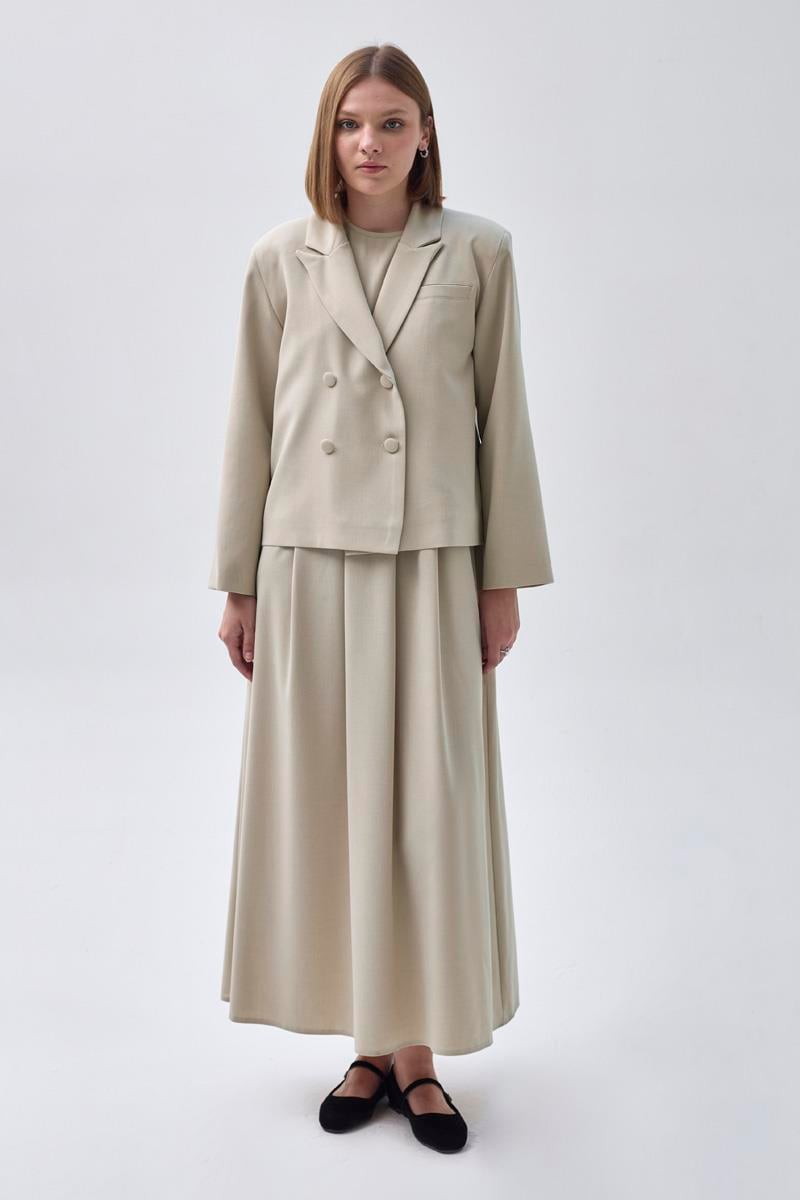 Kruvaze Kısa Ceket Taş