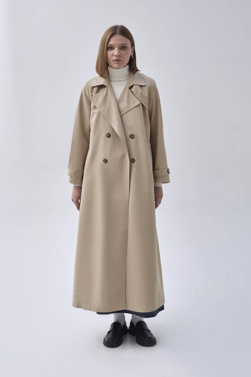 Kruvaze Klasik Trençkot Taş