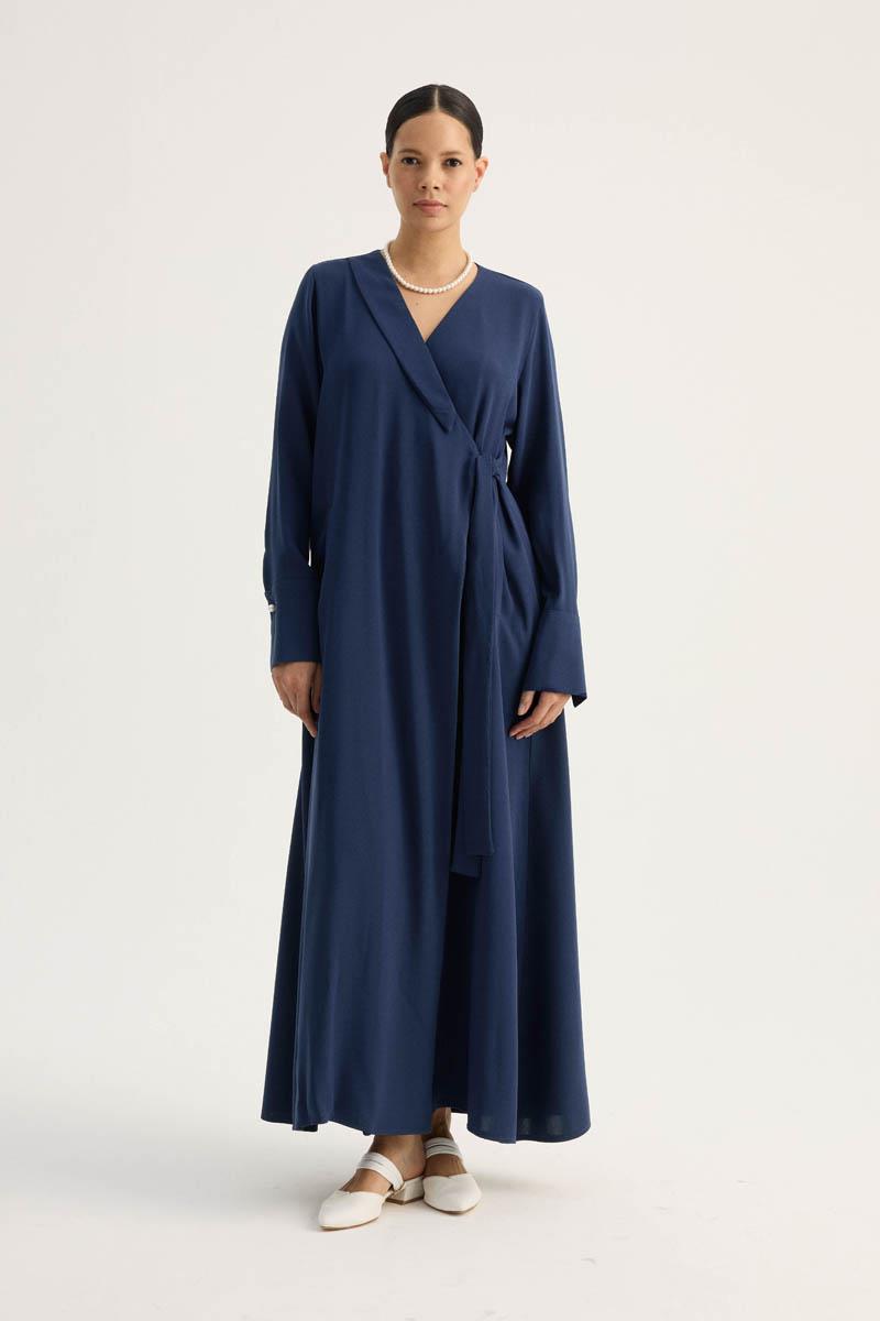 Kruvaze Krep Abaya Lacivert