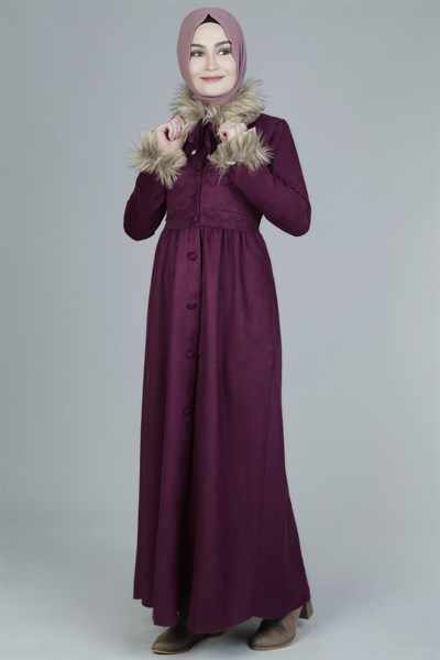 Furred Plum Abaya