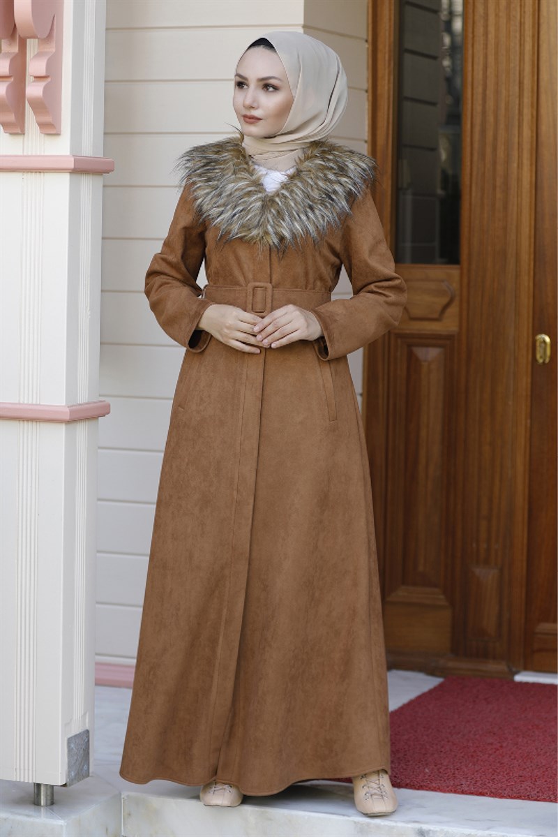 Kürklü Süet Kaban Taba