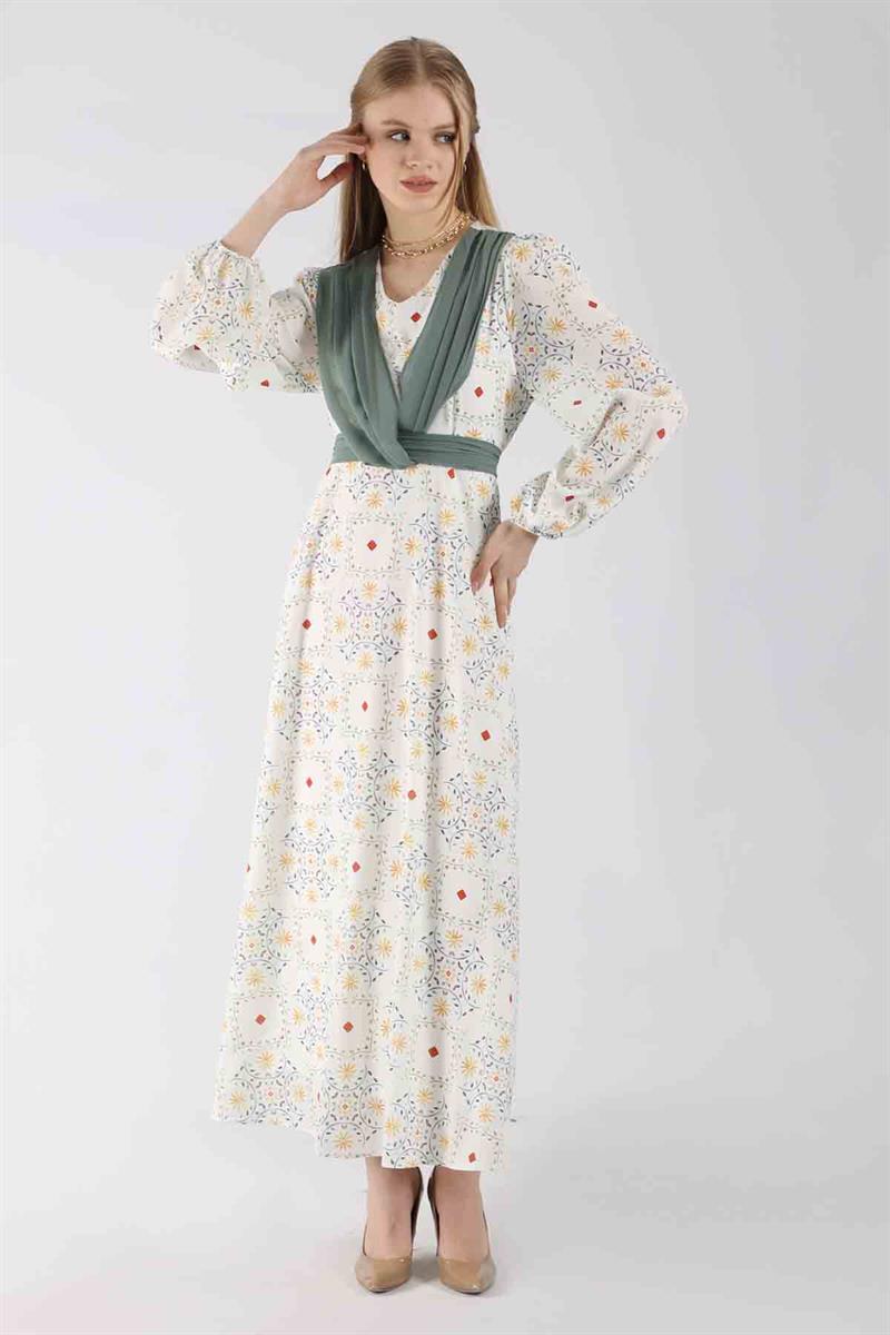 Kuşak Detaylı Elbise Mint