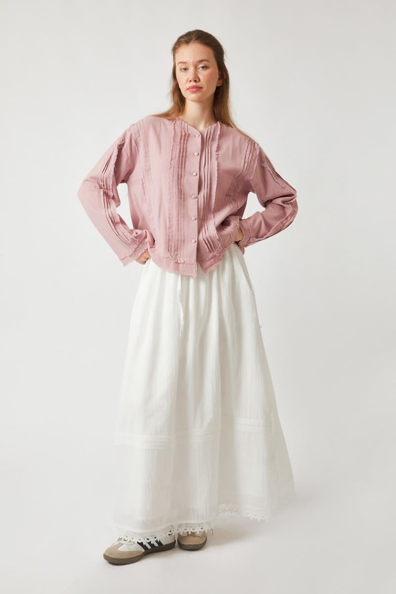 Lara Dantelli Etek Beyaz