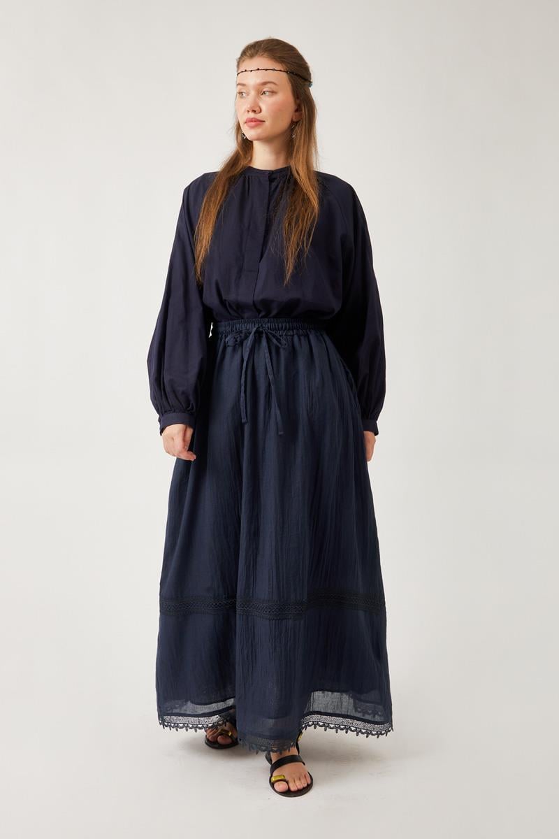 Lara Dantelli Etek Lacivert