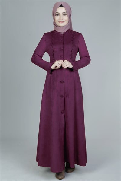 Laser Cut Plum Abaya