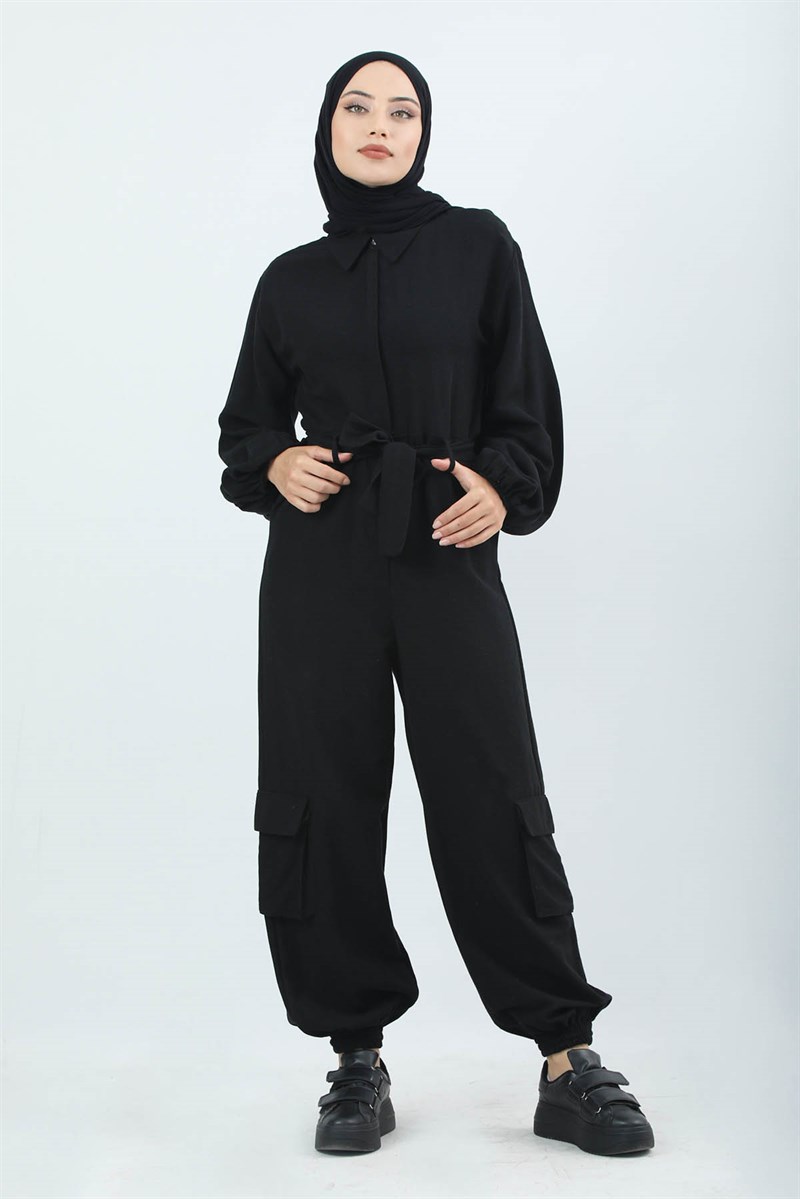 Linen Overalls Black