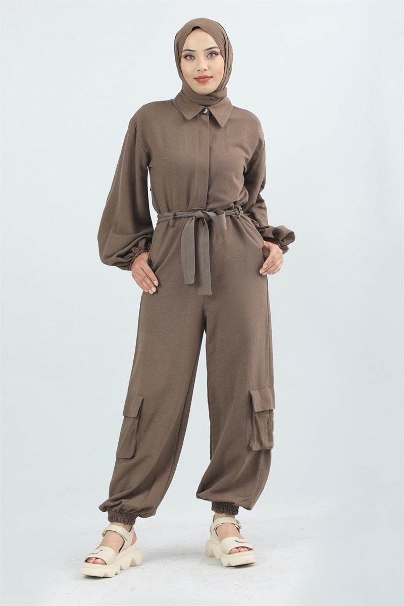 Linen Overalls Brown