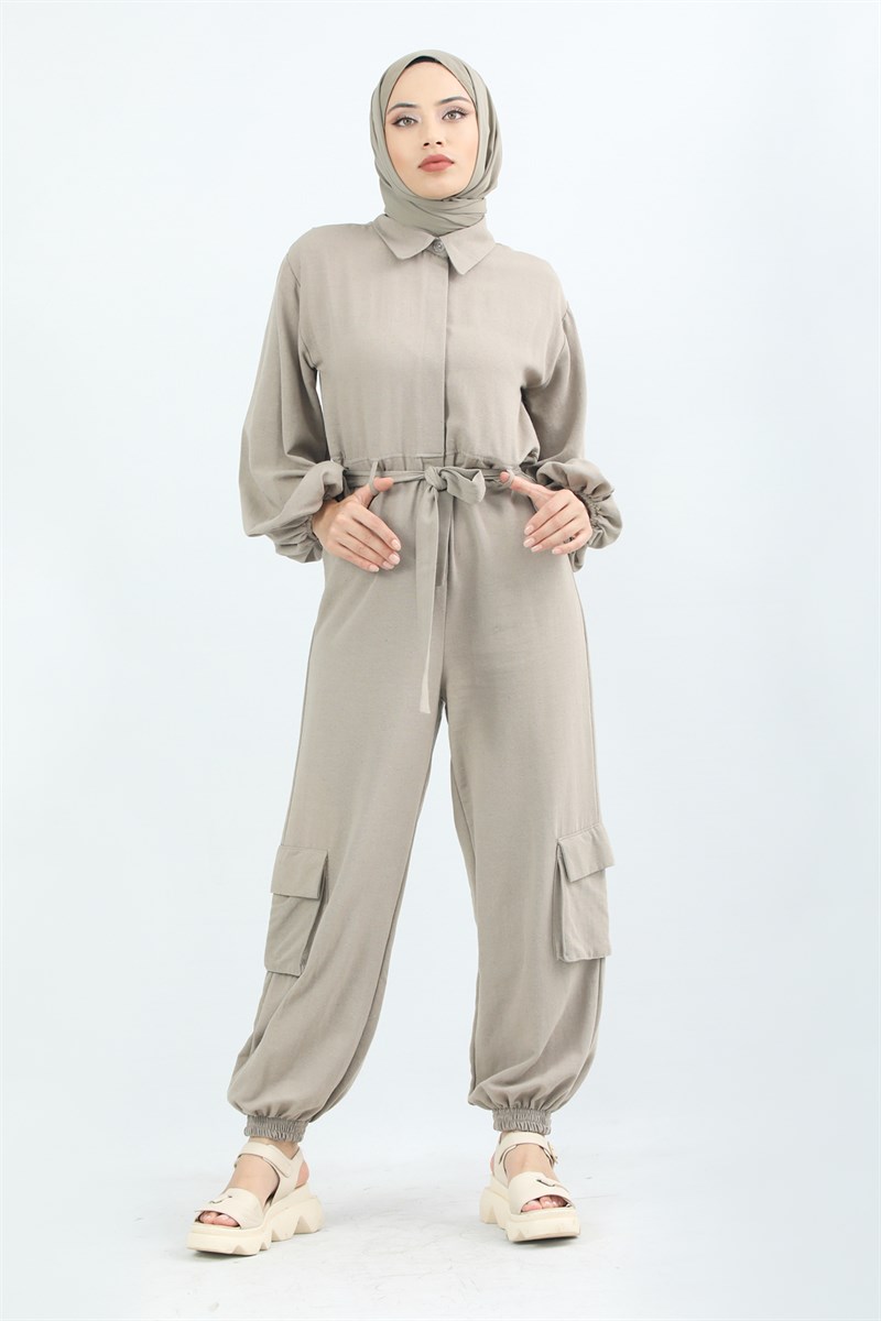 Linen Overalls Light Coffee