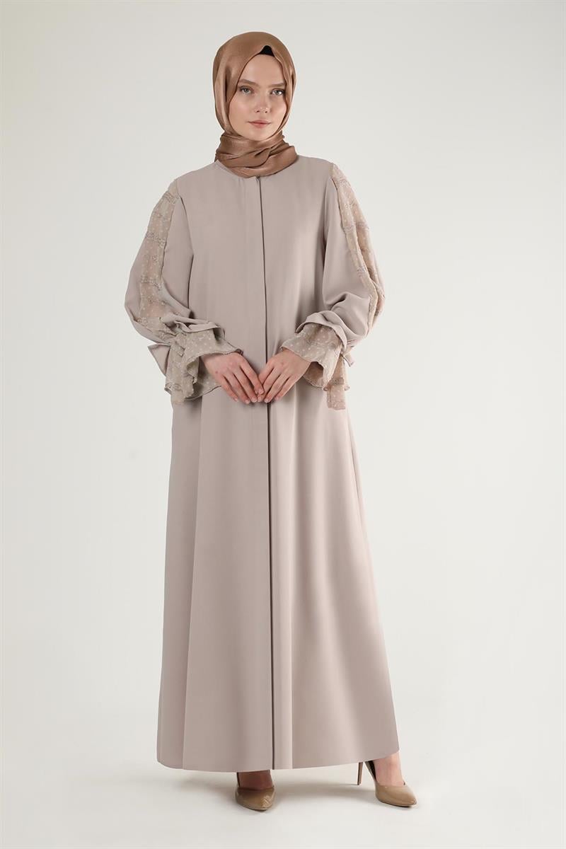 Manşeti Fiyonklu Garnili Ferace Çakıl