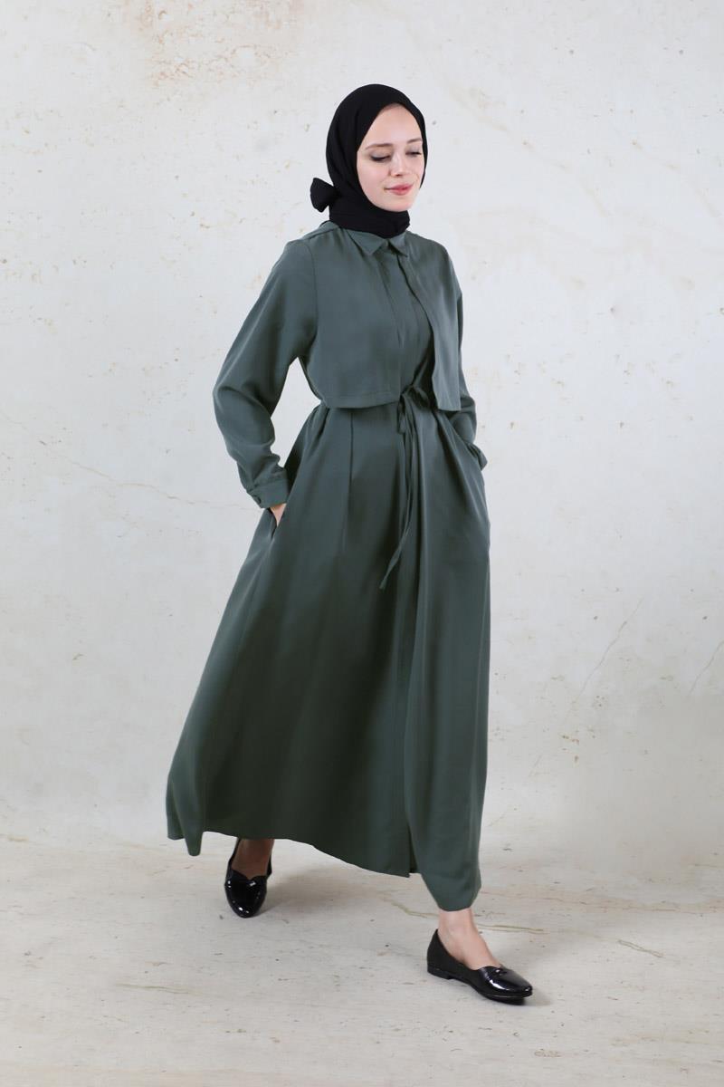 Medine İpeği Elbise Antrasit