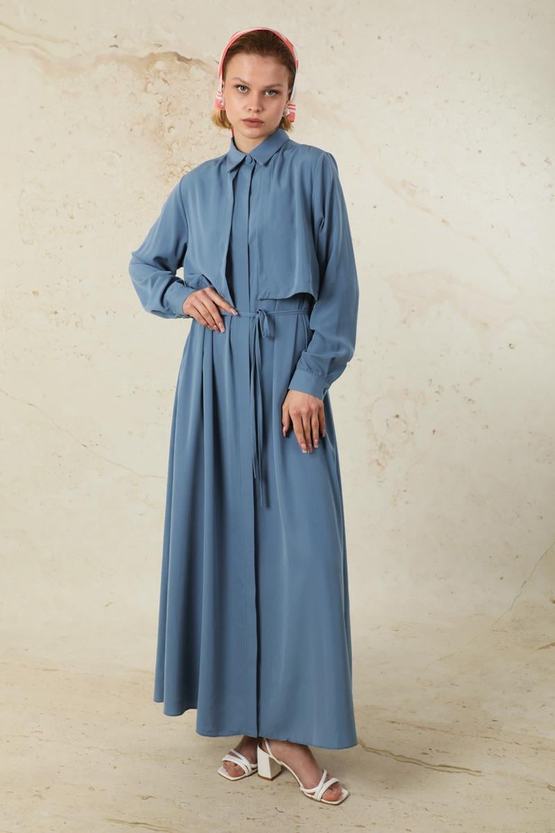 Medine İpeği Elbise İndigo