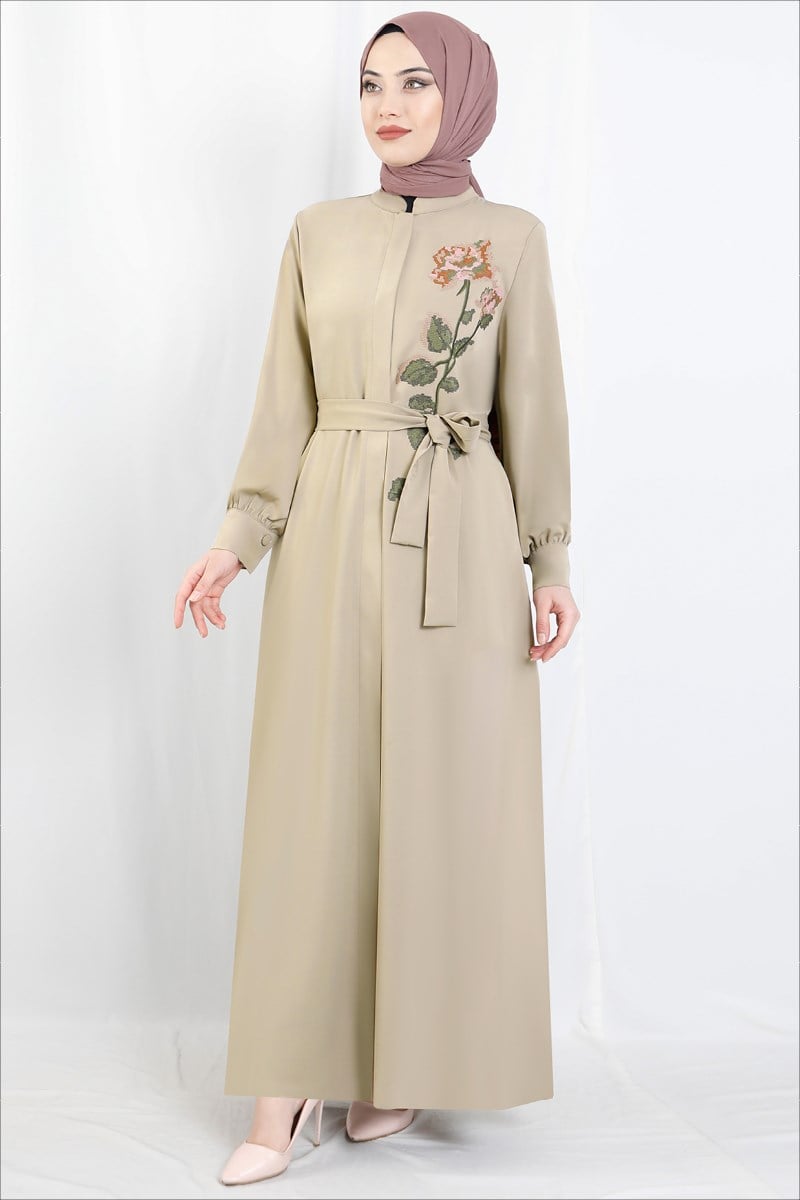 Nakış İşlemeli Ferace Vizon