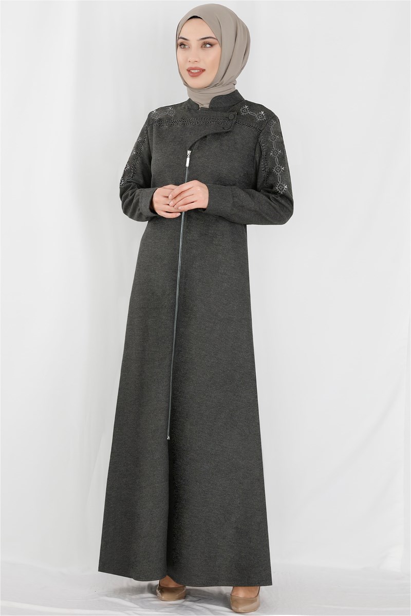 Nakış İşlemeli Füme Ferace