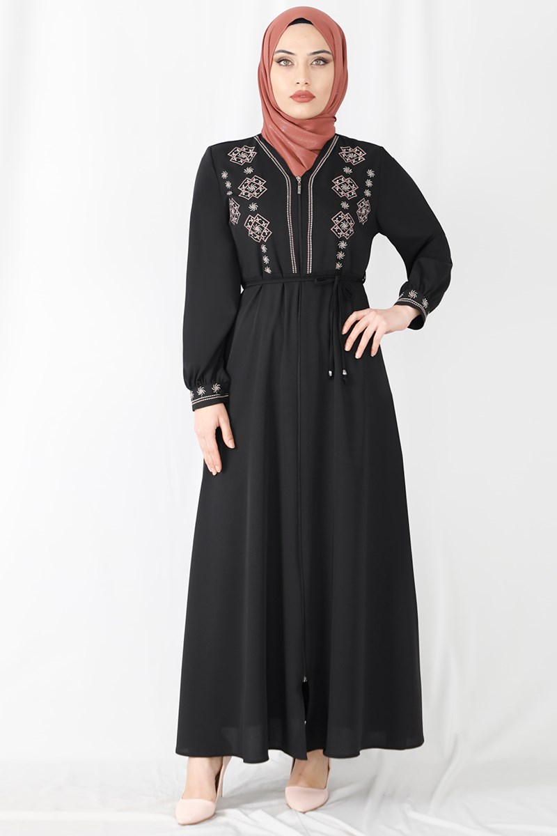 Nakışlı Ferace Siyah
