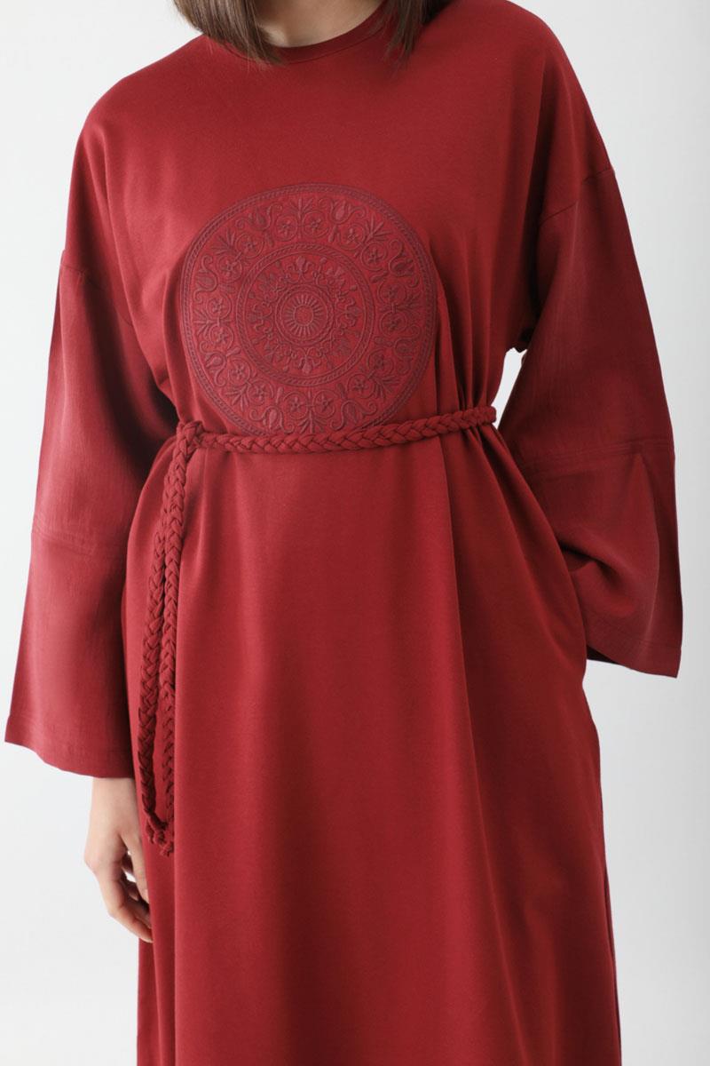 Nakışlı Sweat Elbise Kırmızı