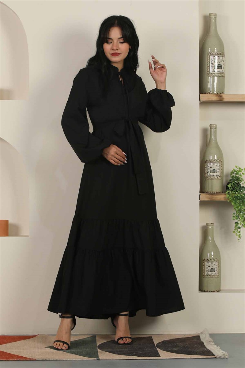 Nare Kuşaklı Elbise Siyah