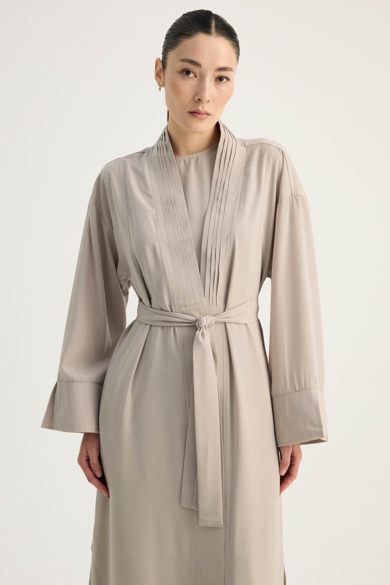 Nervür Detaylı Abaya Takım Taş