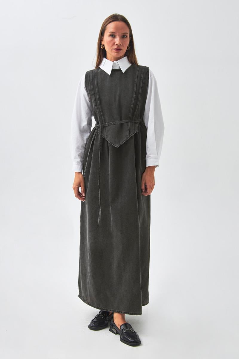 Nervürlü Denim Jile Siyah