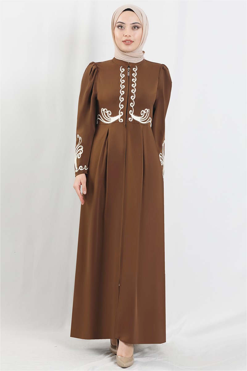 Ottoman Embroidered Abaya Brown