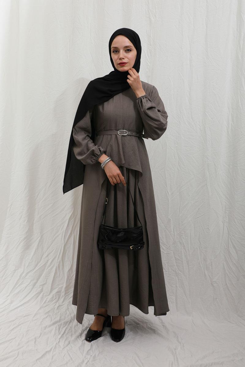 Oval Tunikli Etek Takım Toprak