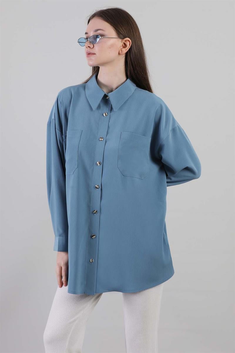 Oversize Gömlek Açık Mavi
