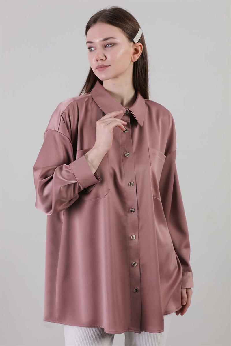 Oversize Gömlek Gül Kurusu