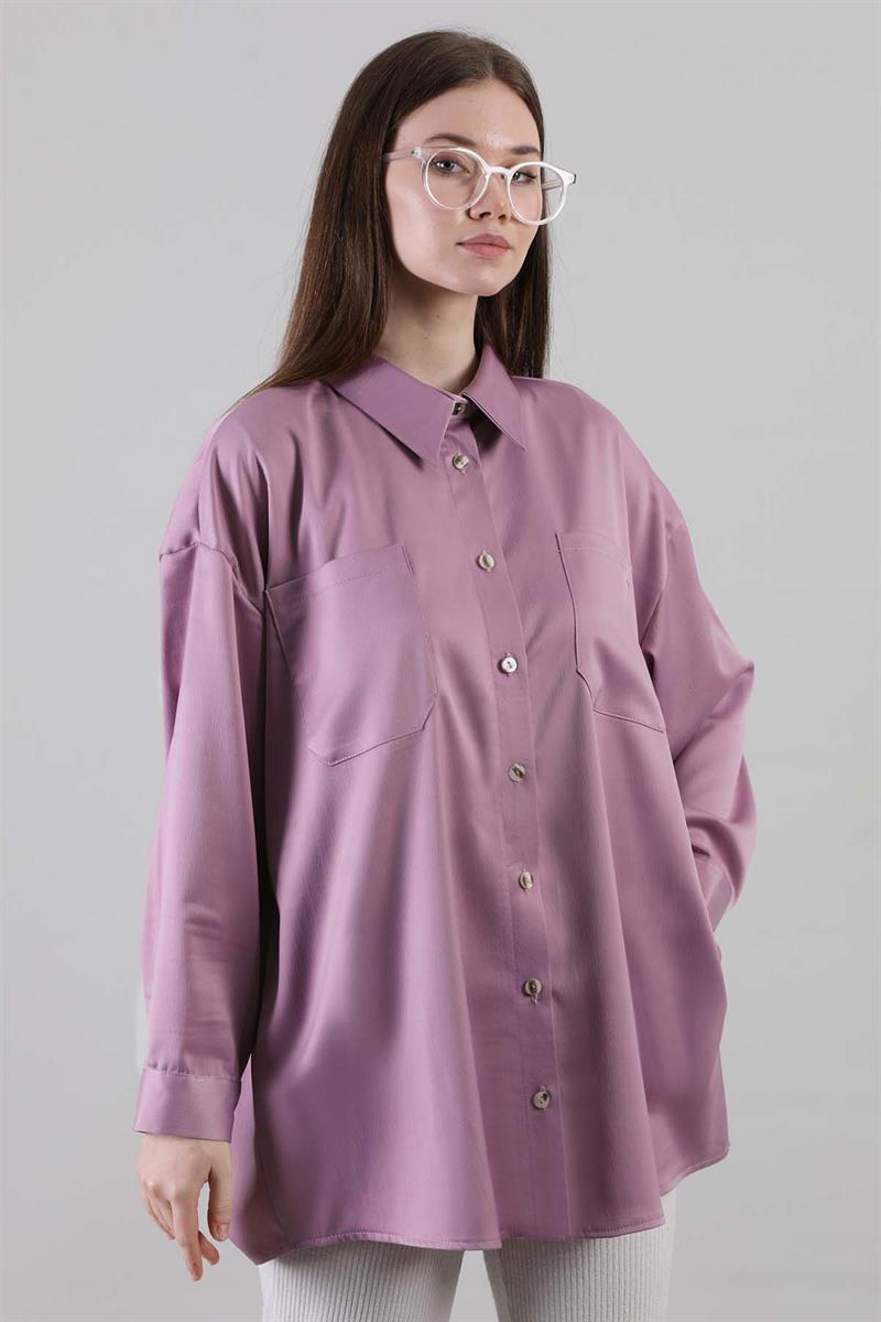 Oversize Gömlek Lila