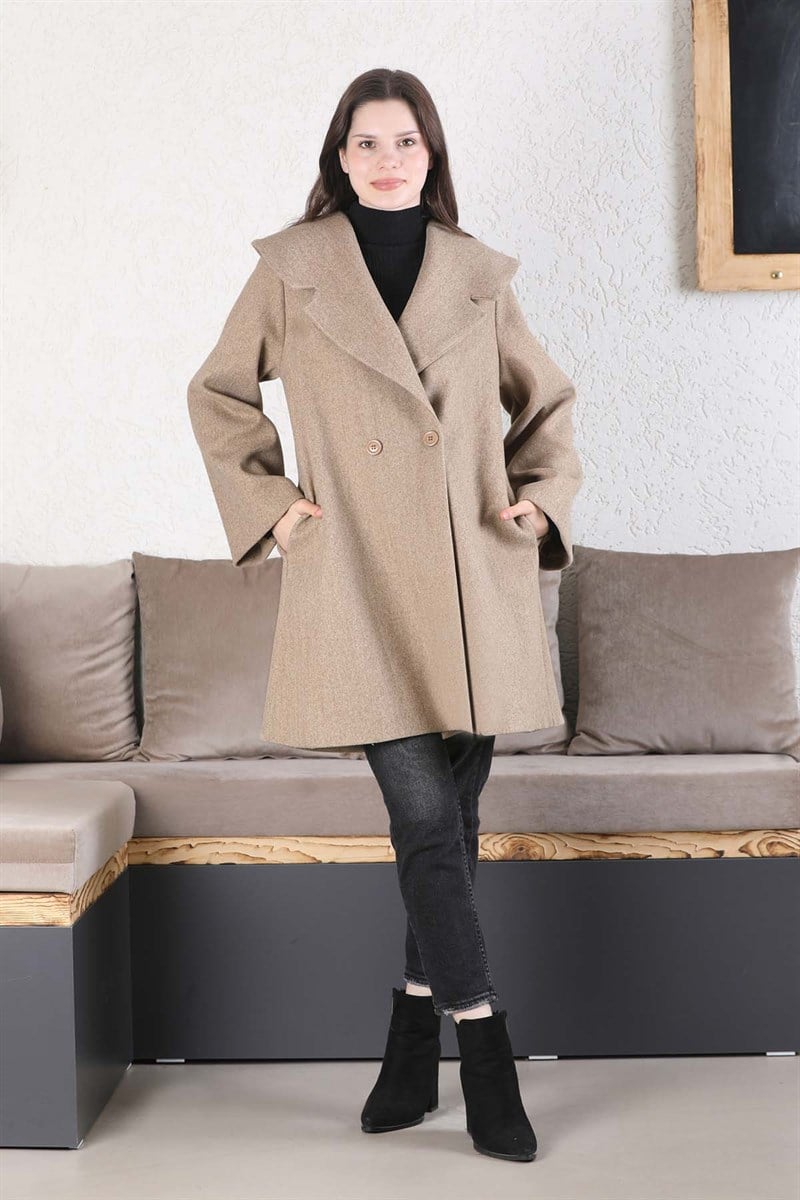 Oversize Kaşe Kaban Camel