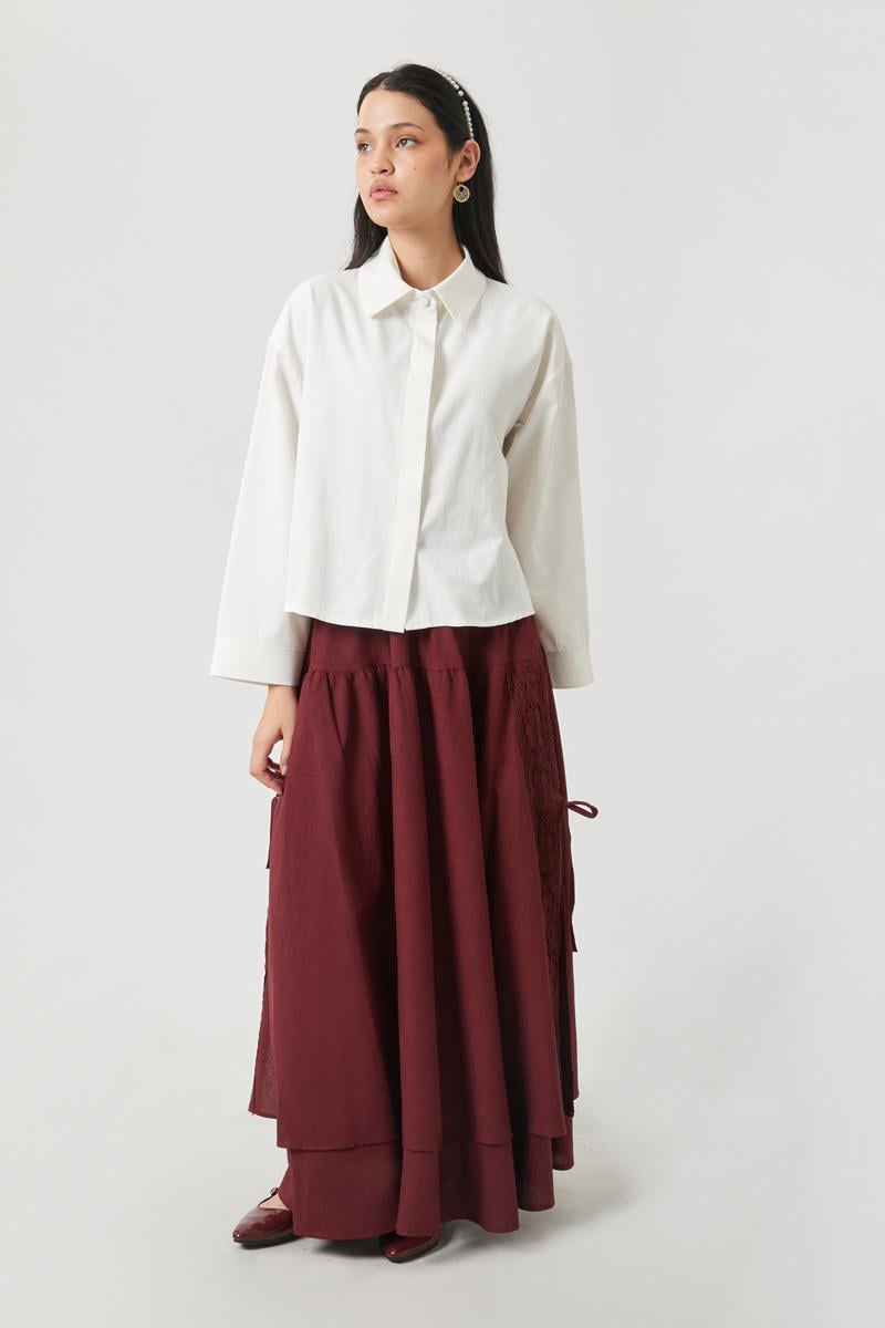 Oversize Kısa Gömlek Beyaz