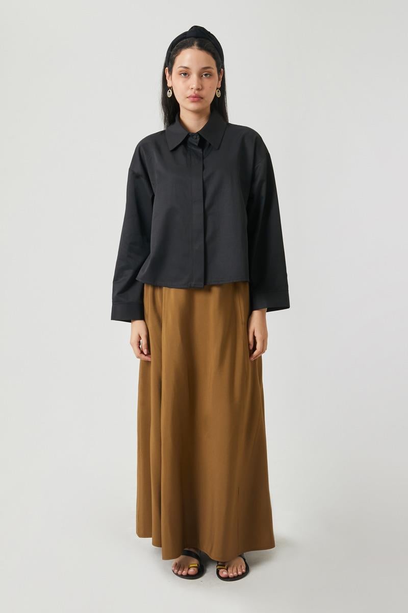 Oversize Kısa Gömlek Siyah