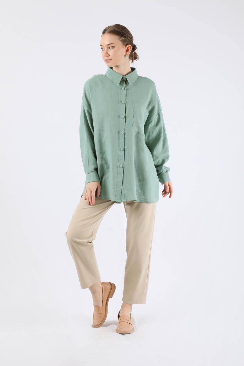 Oversize Müslin Gömlek Mint