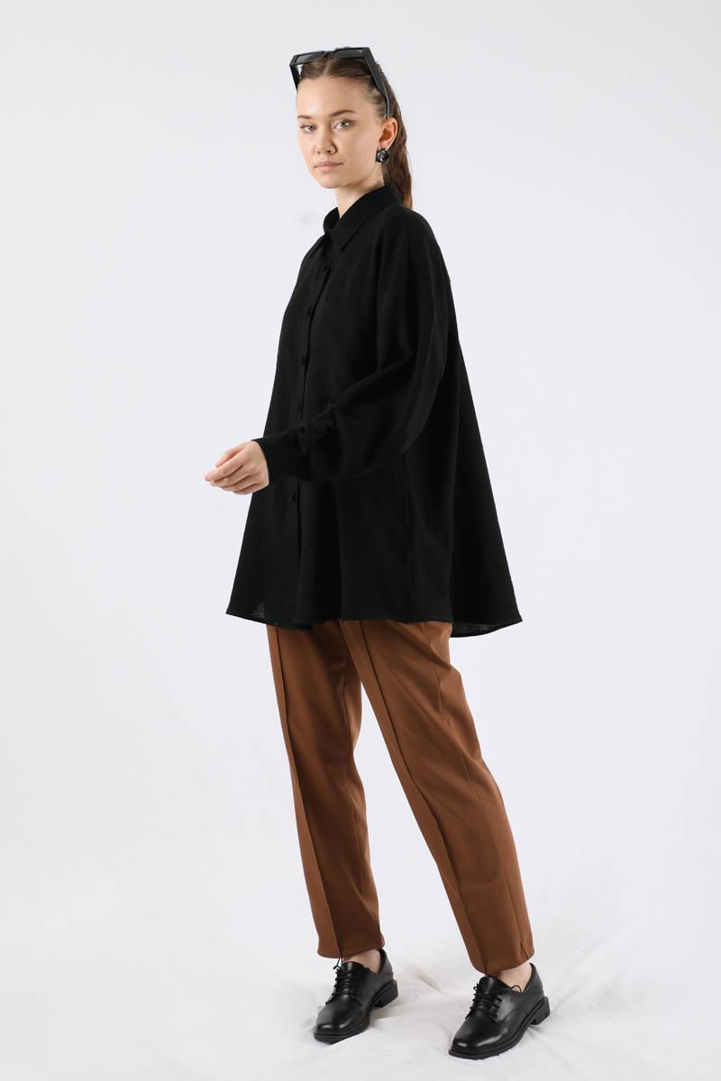 Oversize Müslin Gömlek Siyah