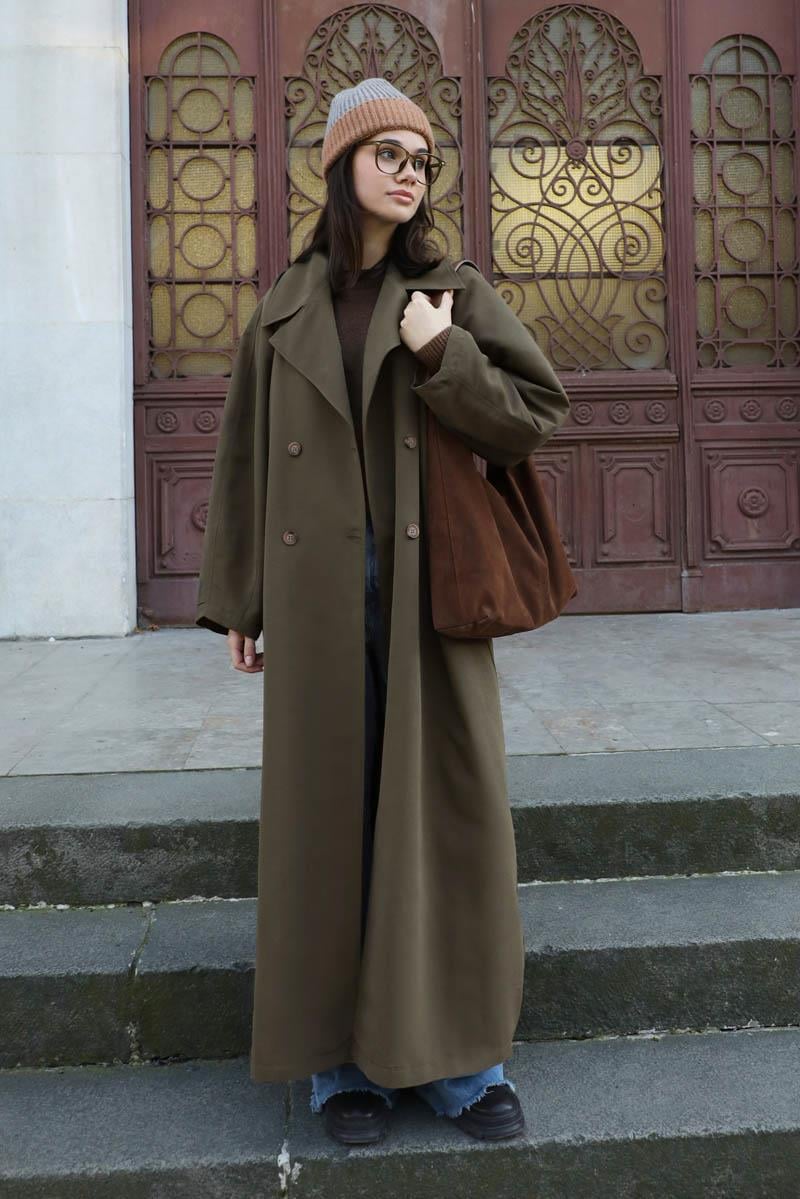 Oversize Vintage Trençkot Kahverengi