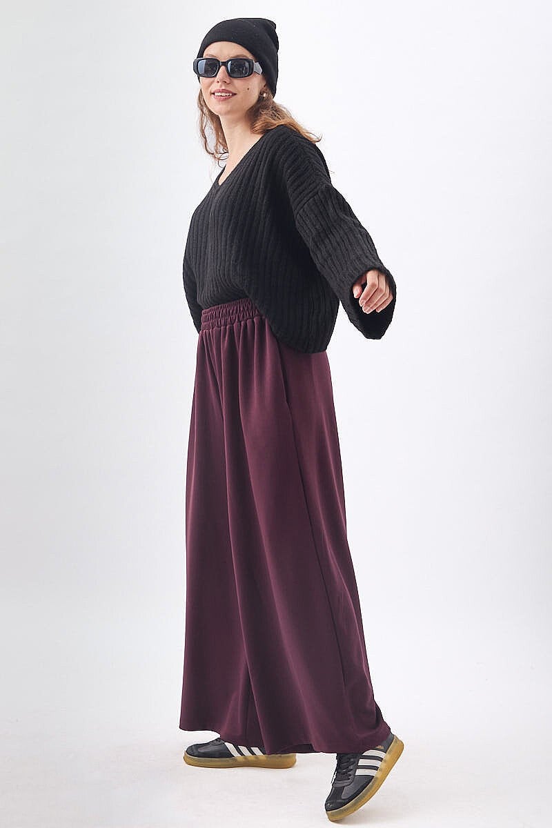 Oysho Geniş Pantolon Bordo