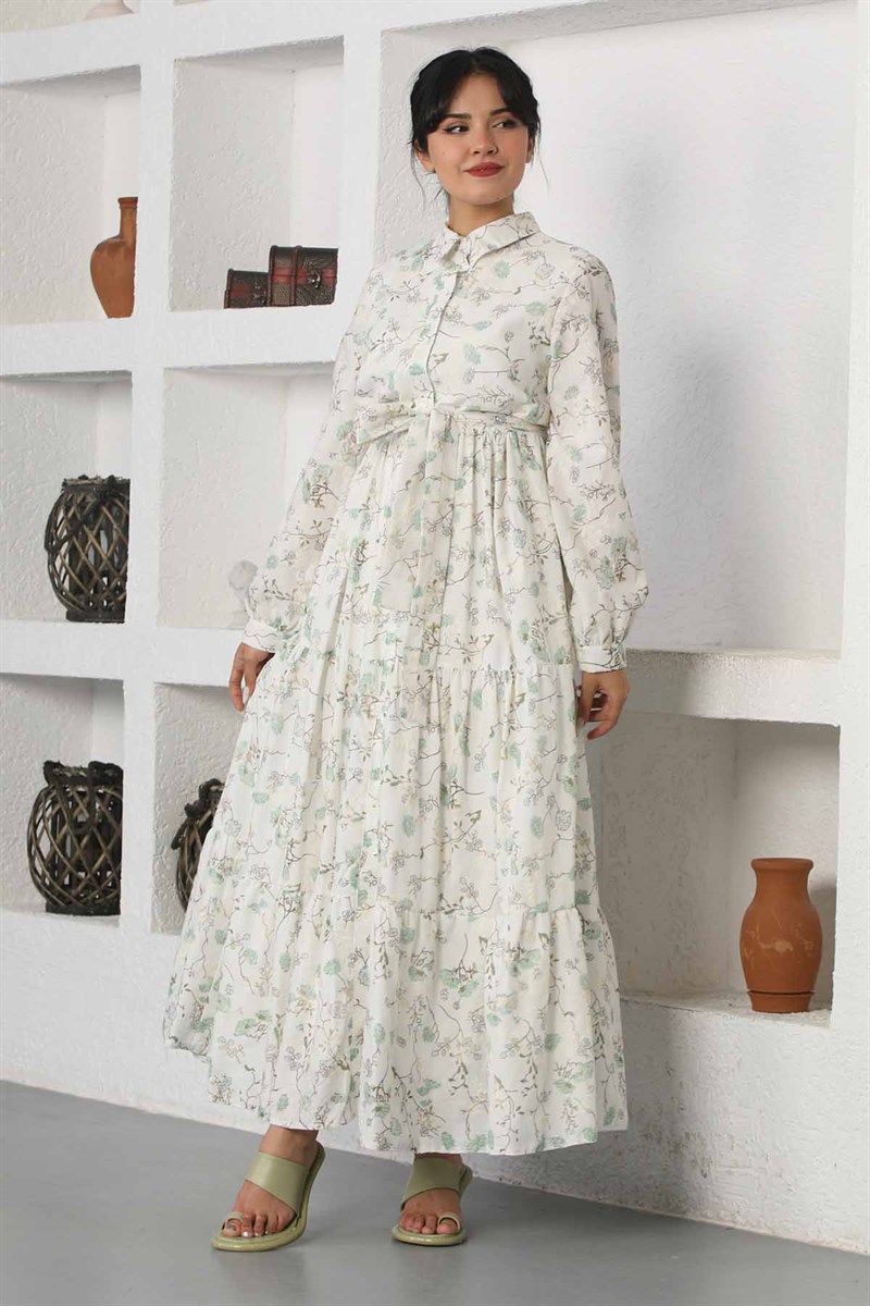 Pamuk Flower Elbise Mint