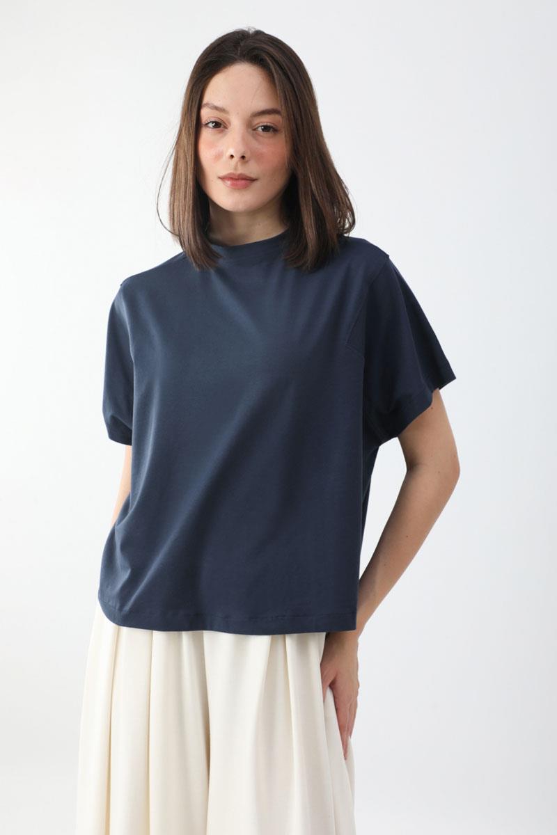Pamuklu Kısa Kollu Tişört Lacivert