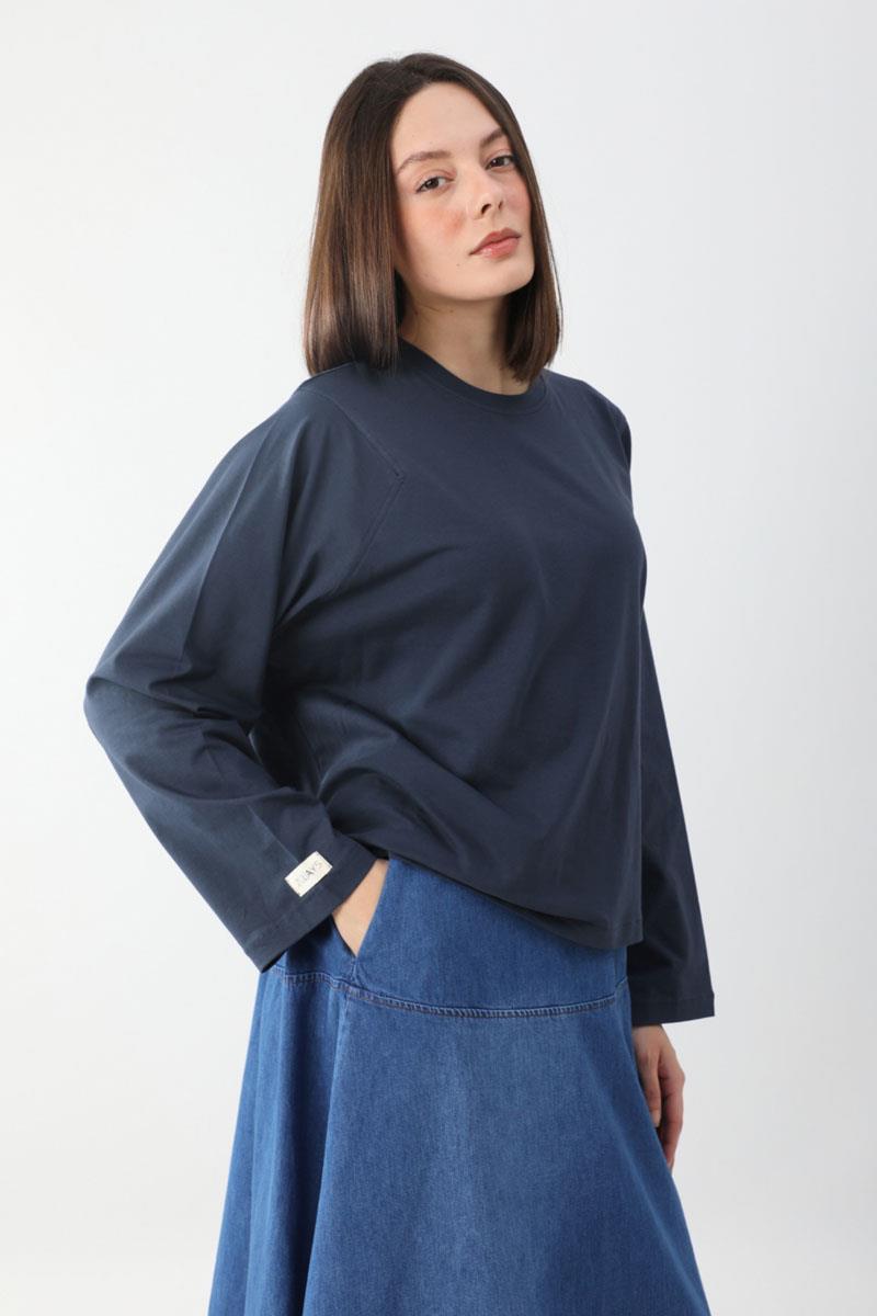Pamuklu Uzun Kollu Tişört Lacivert
