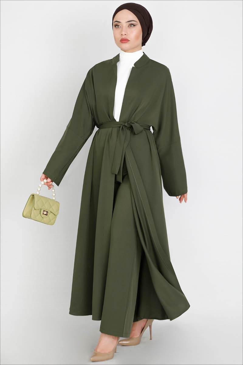  Abaya Suit With Pants Khaki