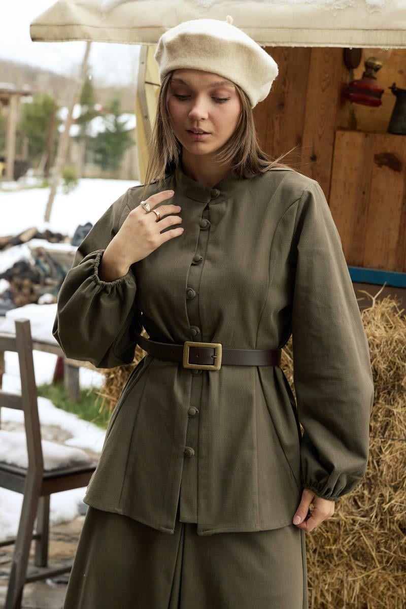 Parça Dikişli Gömlek Haki