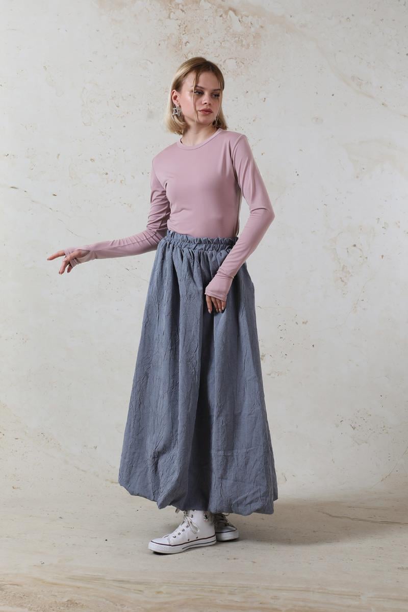 Parmaklı Düz Body Pudra Pembesi